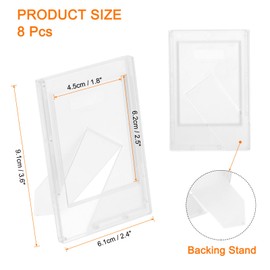 sourcing map 8 Pcs Mini Picture Frames 2.4 x 3.6 Inch Rectangle Small Picture Photo Frame Holder for Tabletop Display Photos Paintings Landscape Posters Artwork, Frosted Clear
