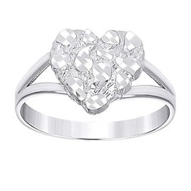JewelryWeb 925 Sterling Silver Womens Love Heart Nugget Fashion Ring 10.3x2.5mm Wide Size 7 Statement-Ring for Women