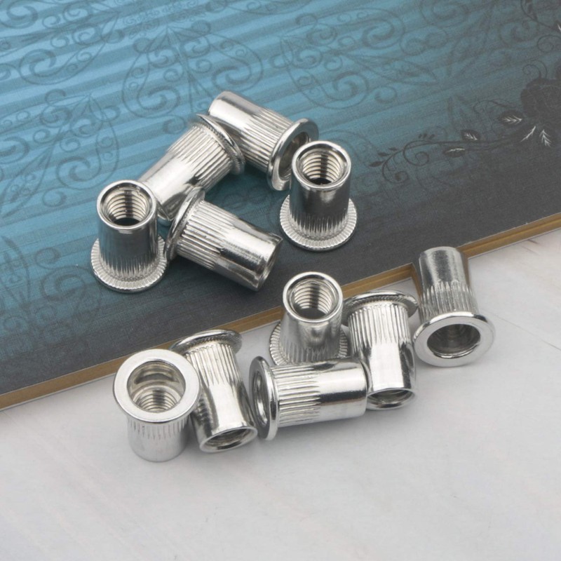 Pxyelec 100pcs M8 Flat Head Aluminium Rivet Nut Blind Insert