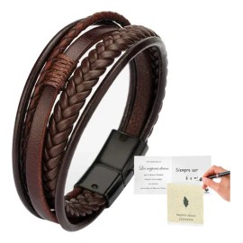 Leawede pulseras hombres De Cuero Con Hebilla Trenzada,Regalos Para Hombre mujer regalos san valentin