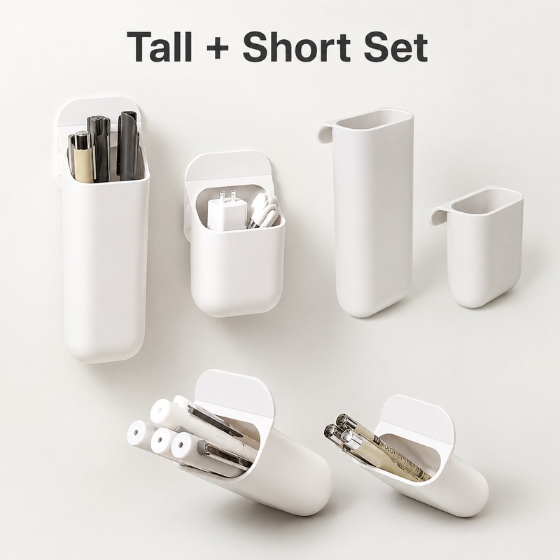 Monitor Pen Holder for Desk Organization - Self-Adhesive Plastic Stationery