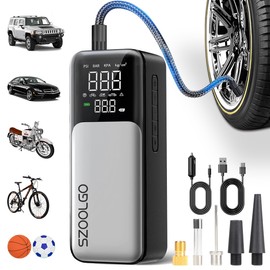 Cordless Tire Inflators-150Psi & 6000Mah, Portable Air Compressor with LCD Display & LED Light, Car Tire Air Pump, Portable Air Pump for Balls/Bike/Motorcycle/Car, Rechargeable Air Pump