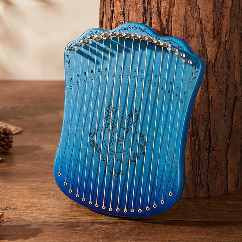 17 String Lyre Harp Portable Solid Beech Wood Harp String