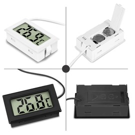 Thlevel 4x Digital LCD Thermometer Temperature Monitor with External Probe for Fridge Freezer Refrigerator Aquarium (2x Black 2x White)