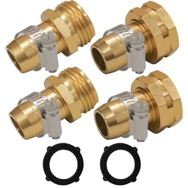 Hourleey Hourleey Garden Hose Repair Connector with Clamps, Fit for 3/4" or 5/8" Garden Hose Fitting, 2 Set
