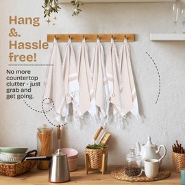 HEIRLOOM COMFORT Beige Turkish Kitchen Towels 16x26 Inch, 3 Pack, 100% Cotton, Ultra Absorbent, Soft, Fast Dry, Machine Washable, Dish Towel with Tassels for Drying Dishes, Cleaning, Everyday Use