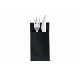 VelaHub Soft Point 50 Cutlery Napkins, High-Quality Disposable Napkins, 39 x 38 cm, Black