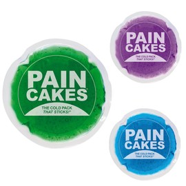 PAINCAKES Reusable, Sticks to Body, 5" Large Green with Mini 2 Pack of Purple and Blue, Small Ice Packs, Perfect for Injuries, and Small Areas, Latex-Free Cold Compress