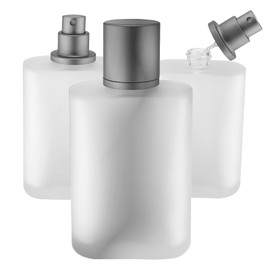3 PCS 100ml Empty Frosted Glass Spray Bottle Perfume Atomizer Refillable Spray Refillable Fine Mist Spray, Liquid Perfume Refillable Glass Bottle with Lid, 3.38oz (Pack of 3)