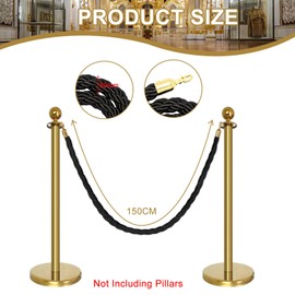 Aweisile Barrier Cord Black Barrier Rope with Hook Barrier Tape Barrier Belt Barrier System for People Guidance System 1.5 m Cord Black