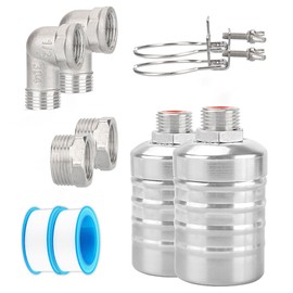Automatic Water Float Valve, 1/2 to 3/4 Inch Connection Types, Stainless Steel 304 Fully Automatic Water Shut off Float Valve for Water Tank, Pool, Livestock Trough (2 Pack)