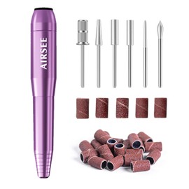 AIRSEE Portable Electric Nail Drill Professional Efile Nail Drill Kit for Acrylic, Gel Nails, Manicure Pedicure Polishing Shape Tools with 11Pcs Nail Drill Bits and 56 Sanding Bands N24 (Purple)