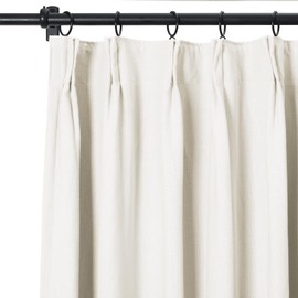 ChadMade Solid Color Curtain 100% Cotton Beige White 102 Inches Length Lightweight Pinch Pleat Curtain for Bedroom Living Room Light Filtering Cotton Curtain (72Wx102L, 1 Panel)