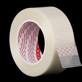 Skycabin Heavy Duty Transparent Reinforced Fiberglass Tape 50 mm x 50 m Crossweave Bi-Directional Filament Tape for Strapping,Duct Bundling, Industrial Packing, Shipping & Repairs