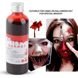 Sangre Falsa Profesional, Cicatrices de Heridas Especiales, Maquillaje para Halloween, Zombi, Vampiro, Monstruo Payaso, Líquida, 100 ml
