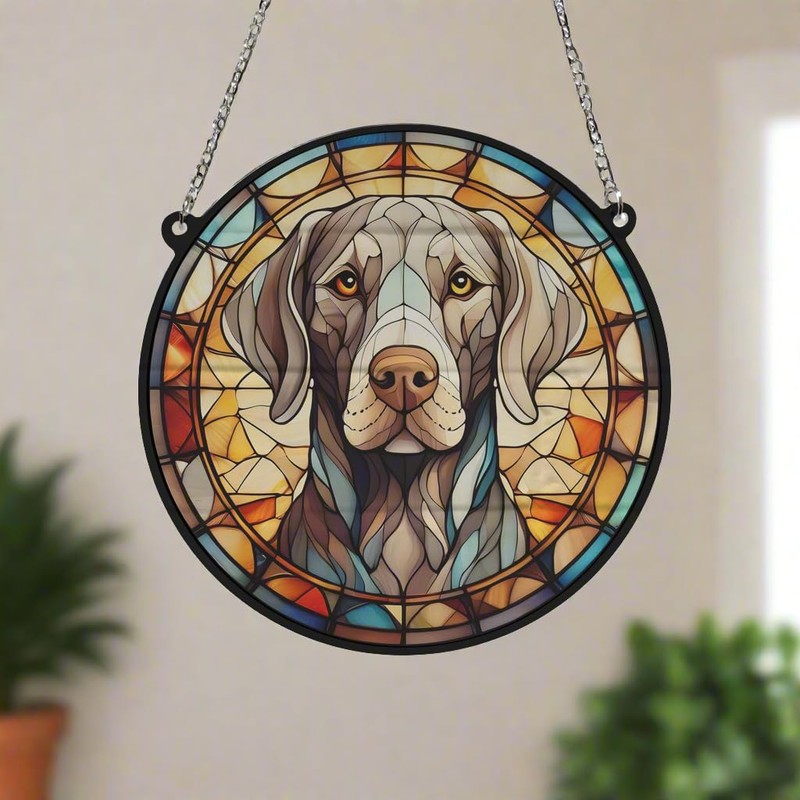 Image Industry Weimaraner Stained Glass Effect Suncatcher - Garden Gift