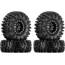 INJORA 1.3" Wheel Tires Set - S5 Swamp Claw Mud Terrain Tires and Aluminum Wheel for 1/18 1/24 SCX24 TRX4M Upgrade RC Crawler Car