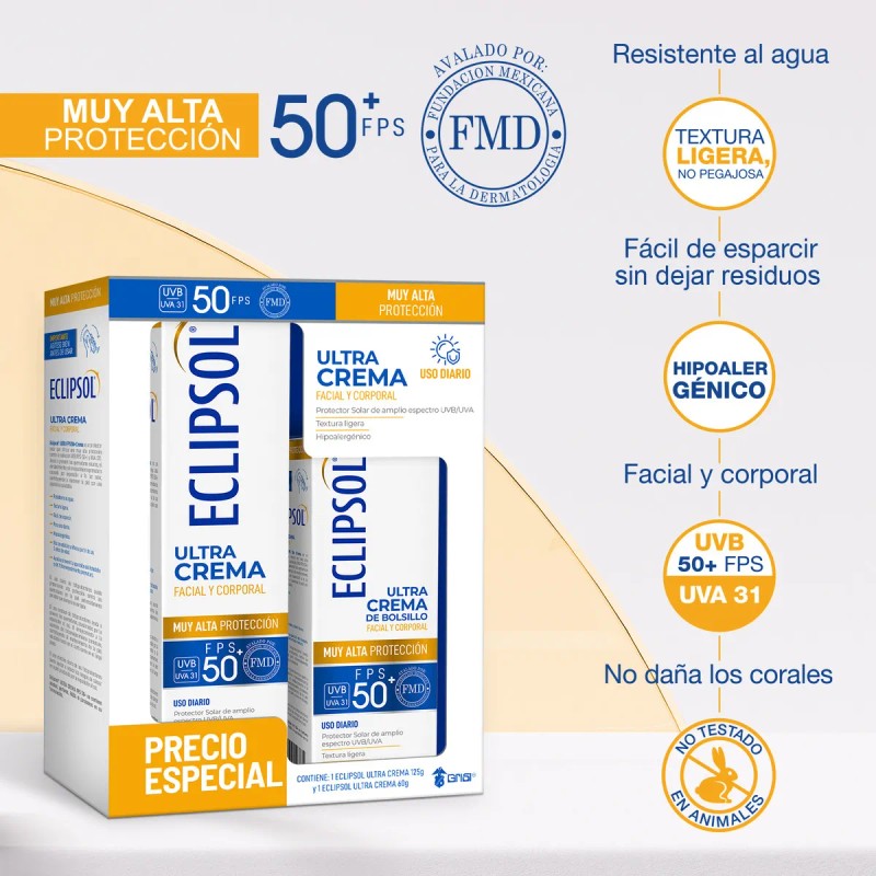 Pack Eclipsol Ultra Crema Protector Solar Facial Corporal Fps50 125g
