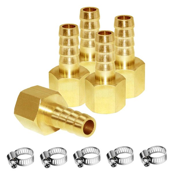 Joywayus Brass Hose Barb Fitting,1/4" Barb x 1/4" NPT Female