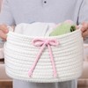 Breling 3 Pieces Coquette Bow Laundry Hamper Cotton Rope Storage