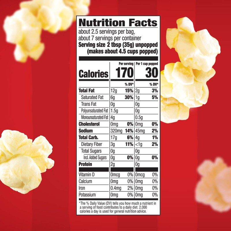 Orville Redenbacher’s Microwave Popcorn, Butter Flavor, 3g Fiber Per Serving,