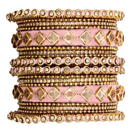Aheli Matching Floral Kundan Silk Thread Chuda Chura Bangle Set Indian Traditional Bridal Fashion Jewelry Gift for Women
