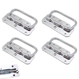 MAMIAN Brateuanoii Set of 4 Hardware Boxes Handle, Stainless Steel Box Handle, Box Handle, Flightcase Handle, Folding Handles, Handle Replacement for Toolbox or Storage Box