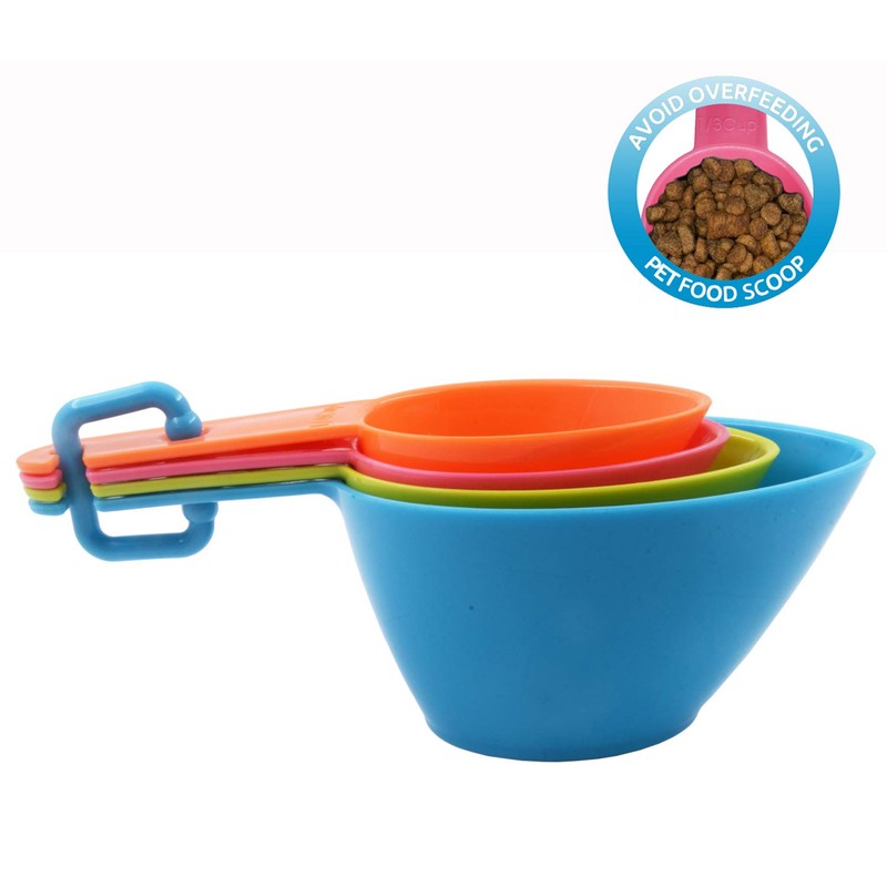HINMAY Pet Food Scoops Plastic Measuring Cups Set for Dog