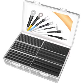 Pointool Wire Heat Shrink Tubing Kit-140Pcs 3:1 Heat Shrink Tube Wire Shrink Wrap Electrical Waterproof Automotive Marine Heat Shrink Wrap Tubing Assortment with Adhesive Lined for Wires, Black