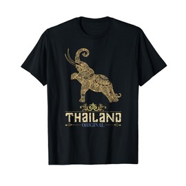 Thailand Gifts & Tees Unisex Adult Cotton Black Thai Elephant T-Shirt Small