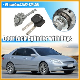 Partuto 1 Set Front Door Lock Cylinder Set Kit with 2 Keys for Honda Accord 2013-2017 72185-T2A-A01 Replacement