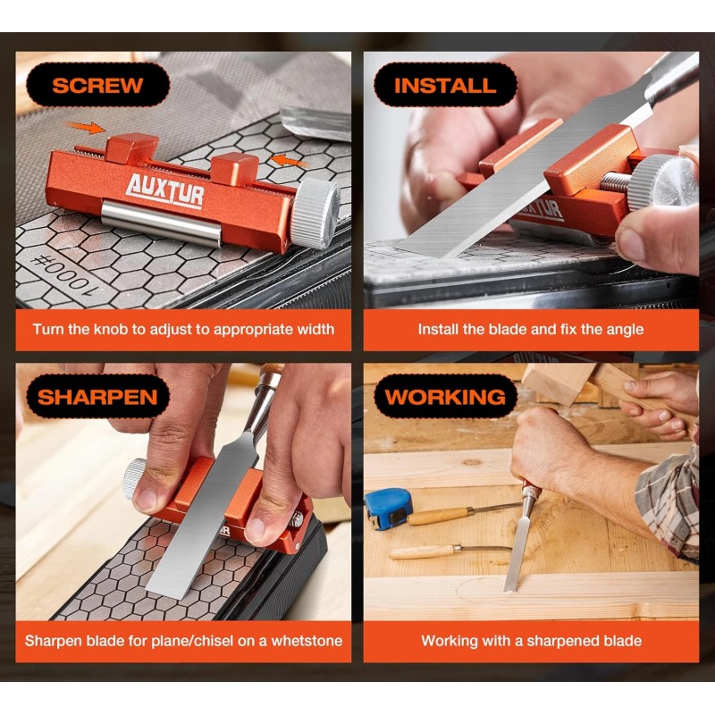 AUXTUR Honing Guide for Woodworking Chisels and Planes Sharpening System