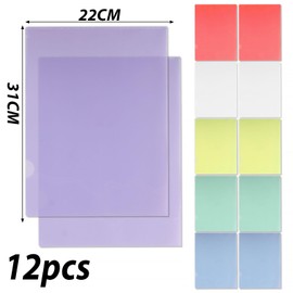 12 Stück 6 Farben Aktenhülle A4 seitlich offen Klarsicht bunt Sichthüllen Kunststoff Dokumentenordner transparent Dokumententaschen Mappen Ordner zum Aufbewahren für das Büro der Schule