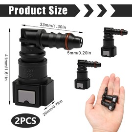 Pack of 2 Fuel Line Connectors, Hose Coupling, 90 Degree Quick Connector, Plastic Connector, 7.89 mm ID6 Quick Release Connector, Petrol Hose Coupling
