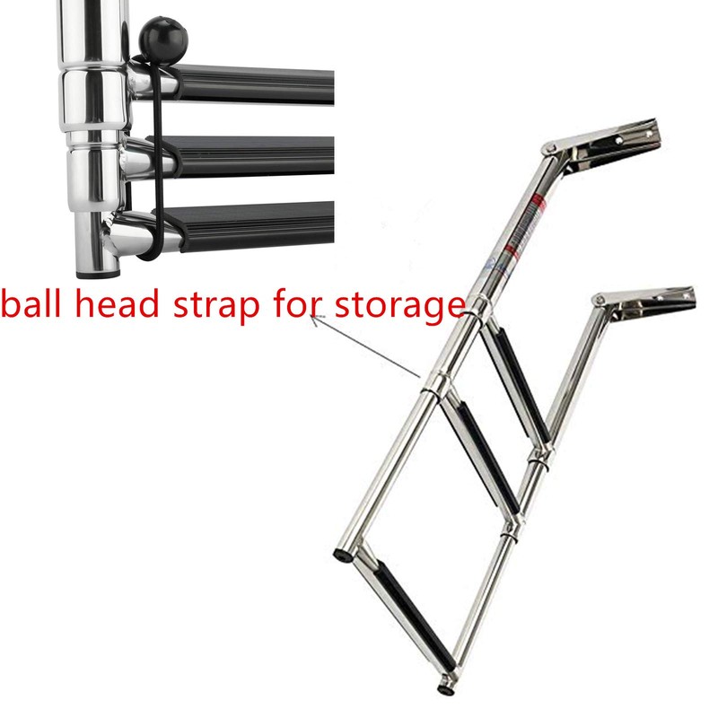 Amarine Made 3 Step Stainless Steel Telescoping Marine Boat Ladder