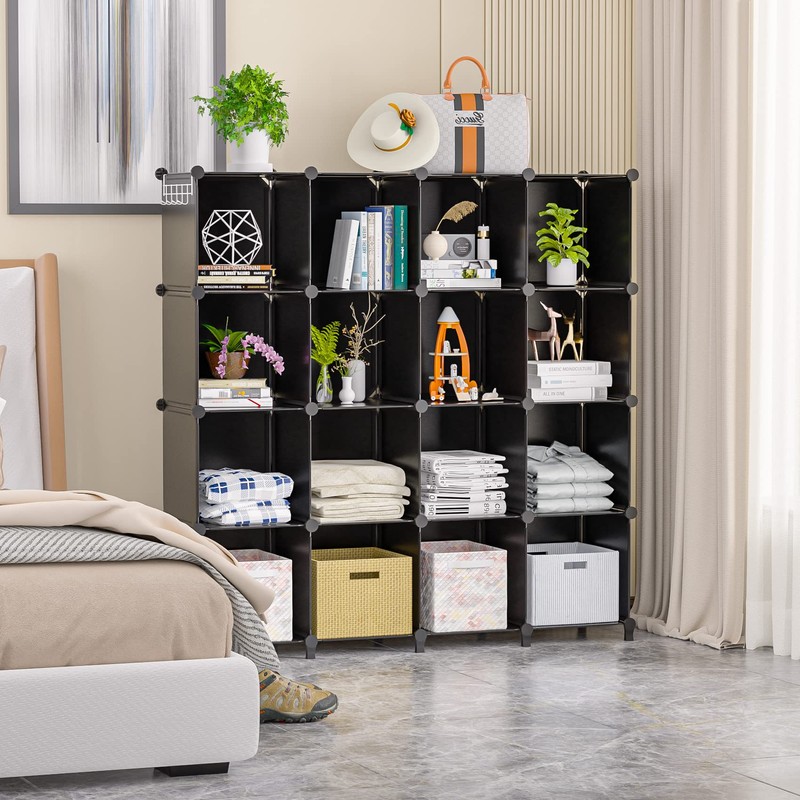 Neprock 16 Cubby Storage Organizer, Closet Clothes Storage Organizer, Cube