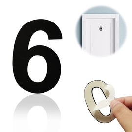 BetLight 3 inch Self-Adhesive House Numbers/Stainless Steel Sticker Mailbox Numbers/Black/Number 6