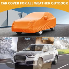Partuto Car Cover Waterproof All Weather Automotive Outdoor Anti-UV Full Exterior Cover for Subaru Forester 210D-PU Orange with Left Side Zippers