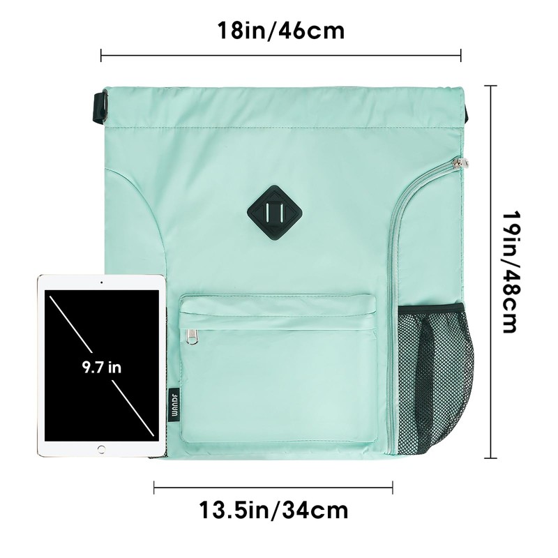 WANDF Drawstring Backpack Sports Gym Bag with Shoes Compartment, Water-Resistant