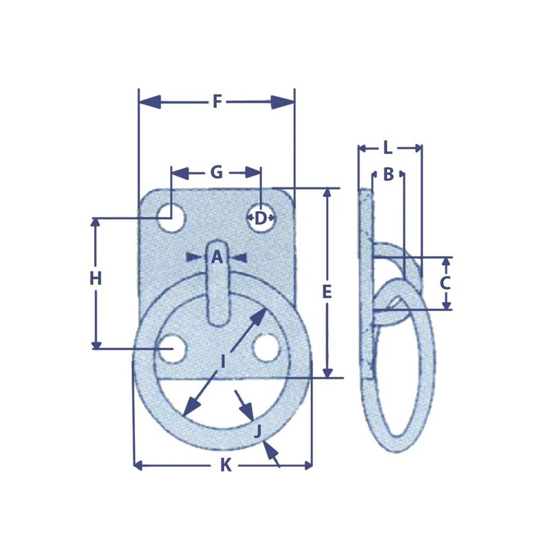 Eye Plate with Ring Binnacle (4 Hole Pad Galvanised Heavy