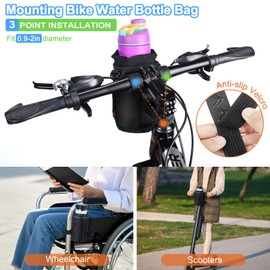 Desing Wish 12-24oz Bike Water Bottle Holder Bike Bottle Holder with Mesh Pocket Shoulder Strap Bike Cup Holder Sling Water Bottle Bag Carrier Sleeve Mountain Walking Scooter Sports Bottle Cage New