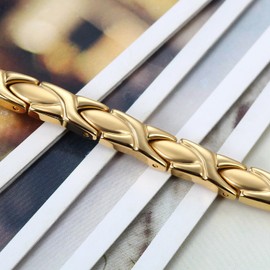 Flongo Women's Magnetic Bracelet Magnetic Therapy Ball Beads Bracelet Bangle with Zirconia Silver Rose Gold Health Elegant for Women, magnet, without stone