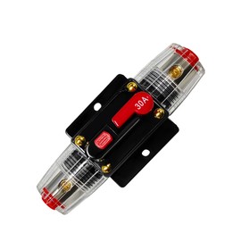 DXNQ 30A Inline Fuse Holder, 12V-48V DC Inline Reset Fuse Inverter Switch, Resettable Circuit Breaker for Car Stereo Marine Boat Audio Overload Protection, Car Accessories