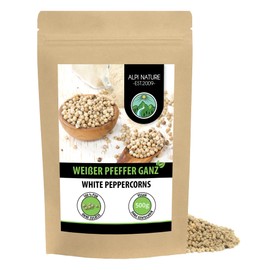 Pepper White Whole (500 g), Peppercorns White 100% Natural, Natural without Additives, Vegan, White Pepper