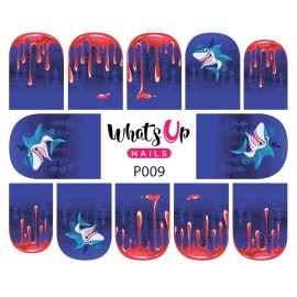 Whats Up Nails P009 Shark Attack Water Decals Sliders for Nail Art Design