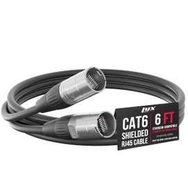 LyxPro 6 Feet Shielded CAT6 Ethercon Cable - Professional Audio & Lighting RJ45 Cable, Studio-Grade Sound Transmission, Extreme Durability - Black