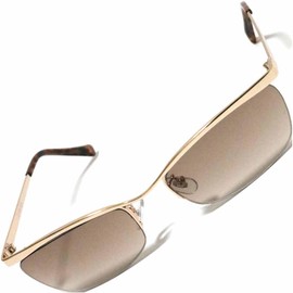 FashionBerry Men's Ikatsume Sunglasses, Thin Frame, Metal, Isolate, Oraora-style, Artisans, Gaten-style, Choiwar, Gentle on the Eyes, Gold x Brown HF
