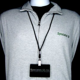 Specialist ID Black Round Non-Breakaway Lanyard With Nickel-Plated Steel Bulldog Clip