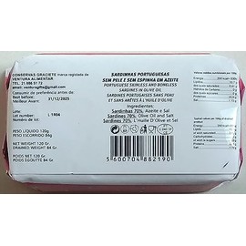 Conservas Graciete Gourmet Sardine without Skin and Bone in Olive Oil - Pack of 5 (5 x 120 g)