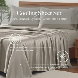 Modern Threads 100% Tencel Lyocell 4-Piece Sheet Set, 400 Thread Count Luxury Bedding, Taupe, King